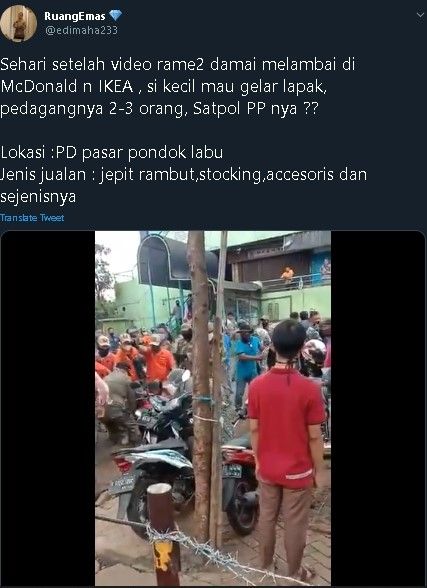 Video penertiban PKL di Pasar Pondok Labu, Jakarta Selatan. (Twitter)