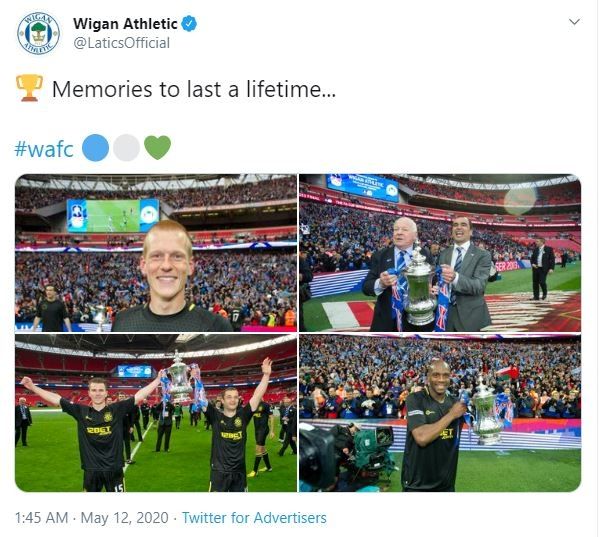 Tepat pada 12 Mei 2013, Wigan Athletic juara Piala FA untuk pertama kalinya. (Twitter/@LaticsOfficial)