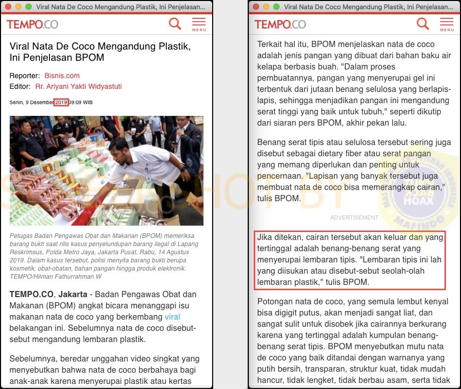 Fakta nata de coco mengandung plastik (turnbackhoax.id)