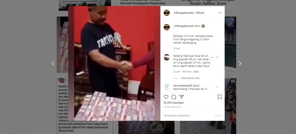 Viral transaksi jual beli tokek dengan harga Rp 10 miliar (Instagram)