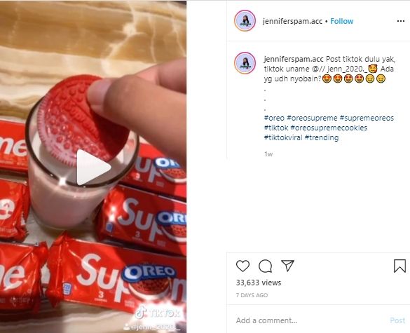 Viral Oreo Supreme Harga Ratusan Ribu, Warganet: Sobat Missqueen Menangis. (Twitter/jenniferspam.acc)