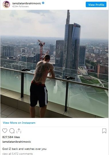 Tangkapan gambar akun Instagram pemain AC Milan Zlatan Ibrahimovic.