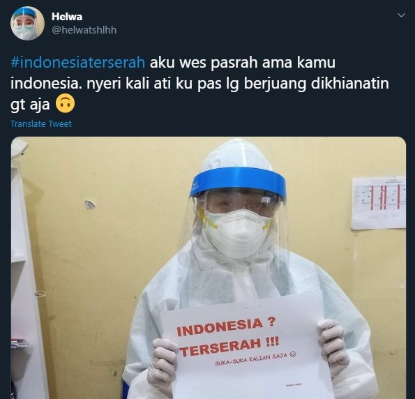 Indonesia Terserah Viral, Ini Ungkapan Kekecewaan Warganet. (twitter.com/helwatshlhh)