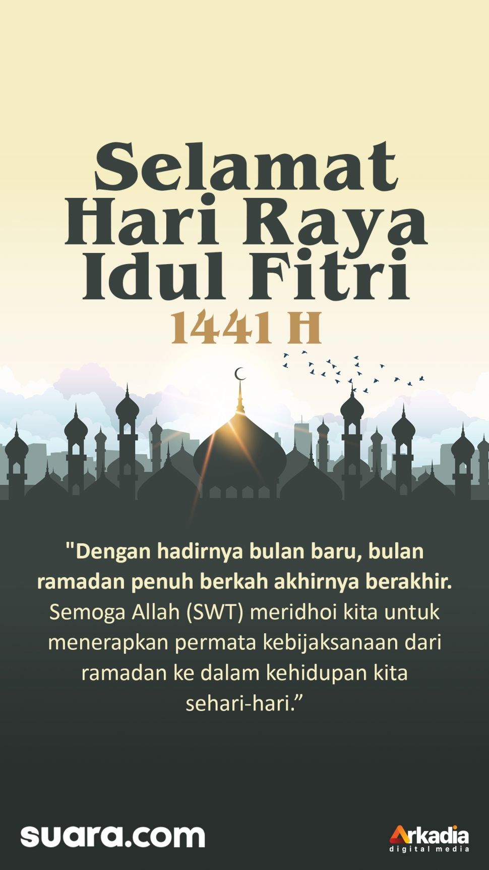 Ucapan Selamat Idul Fitri, Cocok untuk Story WA dan Insta Story. (Suara.com/Iqbal Asaputro)
