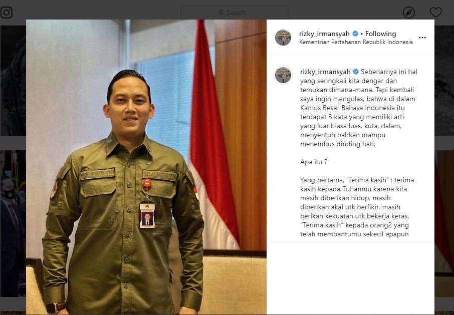 Ajudan pribadi Prabowo, Rizki Irmansyah. (instagram.com/rizky_irmansyah)