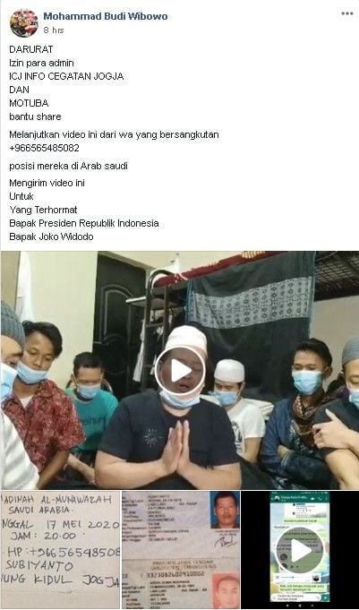 TKI Arab Saudi memohon dipulangkan Jokowi - (Facebook/Mohammad Budi Wibowo)