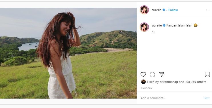 Aurelie Moeremans Ungkap Rindu Jalan-jalan, Warganet: Kalau Aku Kangen Kamu. (Instagram/@aurelie)