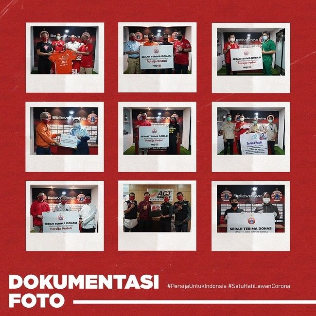 Kumpulan Foto saat manajemen Persija memberikan donasi satu hati lawan corona kepada distributor (dok. Persija).