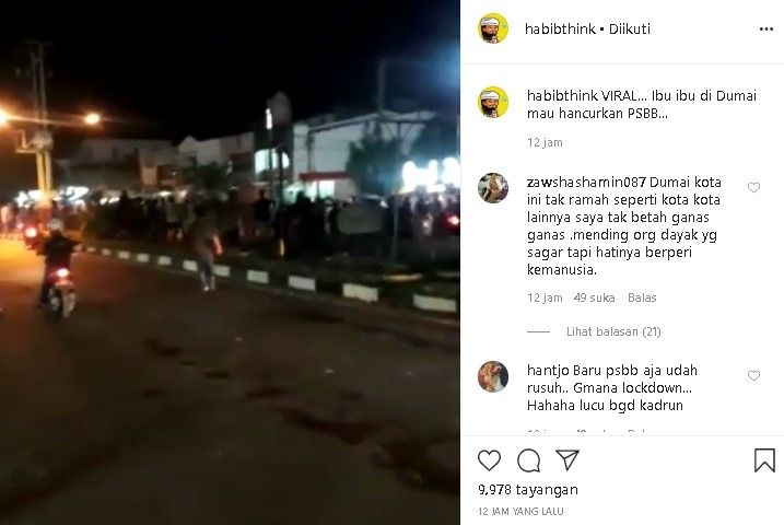 Video warga menolak penerapan PSBB. (Instagram/@habibthink)