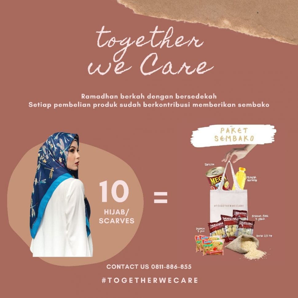 Di Program 'Together We Care' Calvin Kain, untuk setiap pembelian 10 scarf Calvin Kain, Anda dapat memberikan paket sembako untuk kurir yang mengantar produk kami kepada Anda. (Instagram/@calvinkainofficial)