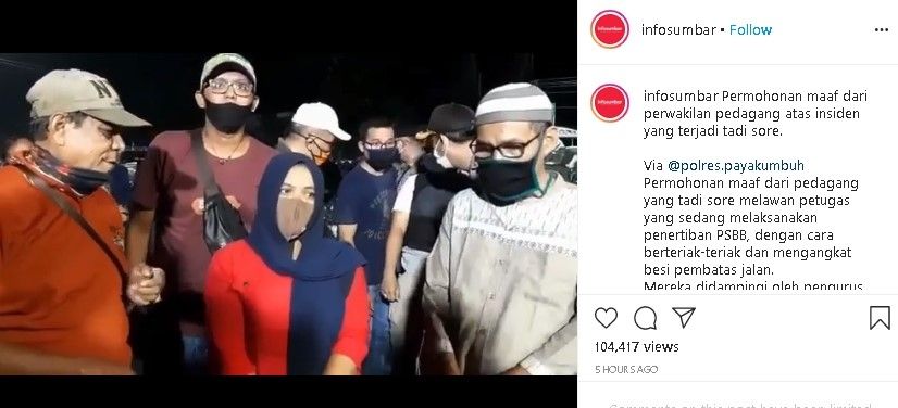 Pedagang Pasar Payakumbuh meminta maaf. (Instagram/@infosubar)