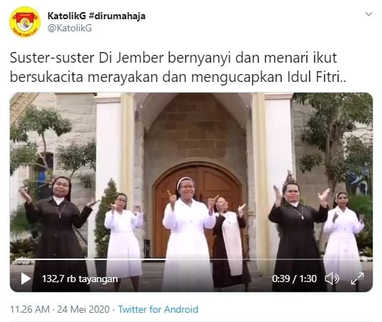 Suster ikut merayakan Idul Fitri (Twitter). 