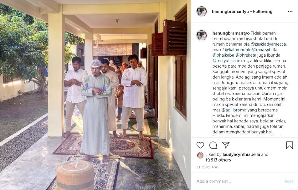 Salat Id Di Rumah Hanung Bramantyo Belajar Ikhlas Dari Pandemi Corona Suara Jogja