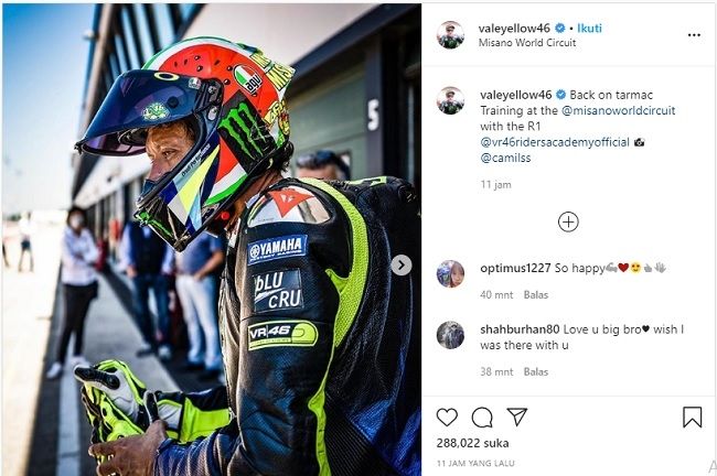 Pebalap Yamaha Valentino Rossi (Screenshot Instagram @valeyellow46)