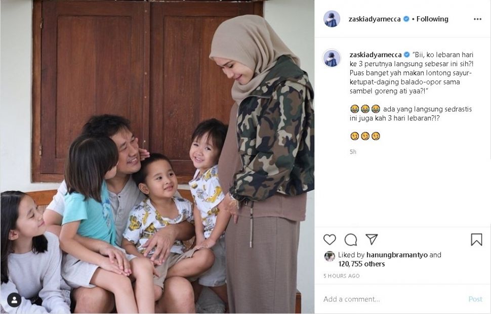 Zaskia Adya Mecca hamil anak ke-5? - (Instagram/@zaskiadyamecca)