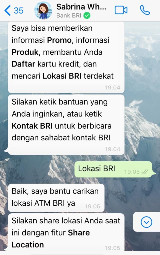 Layanan Virtual Assistant SABRINA. (Dok : BRI)