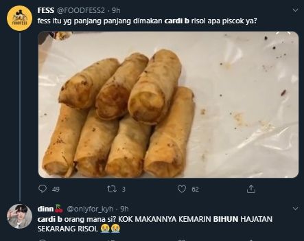 Santap Sajian Bihun dan Lumpia, Cardi B Bikin Heboh Orang Indonesia. (Twitter/@FOODFESS2)