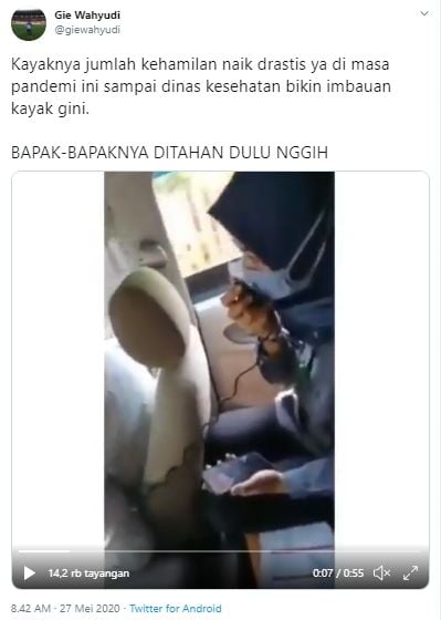 Nakes sosialiasi minta warga tunda kehamilan selama pandemi (Twitter).