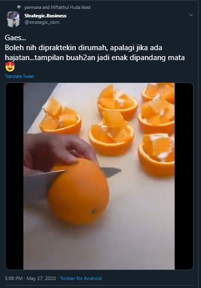 Kreatif, Begini Cara Sajikan Buah Agar Tampak Cantik saat Disuguhkan. (Twitter/@strategicsbm)