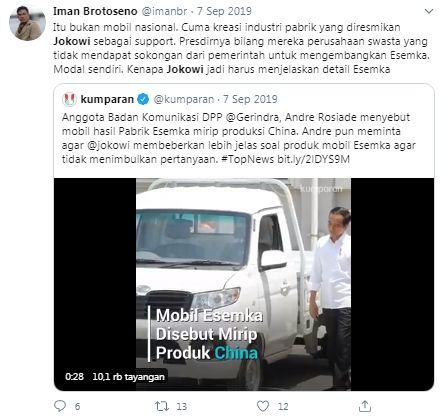 Iman Brotoseno membela Jokowi (Twitter/imanbr)