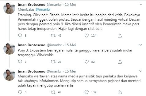 Iman Brotoseno kritik media minta insentif saat crona (Twitter/imanbr)