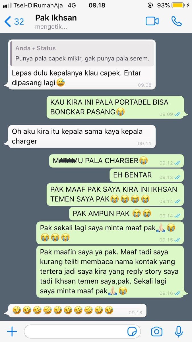 Chat mahasiswa salah kirim pesan ke dosen.(Twitter)