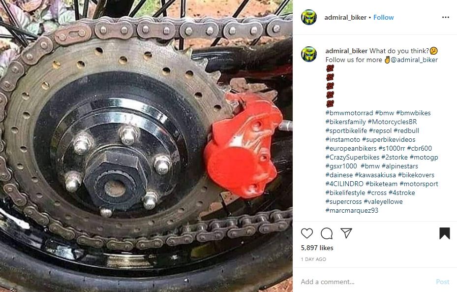 Inovasi rem motor yang bikin gagal fokus. (Instagram)