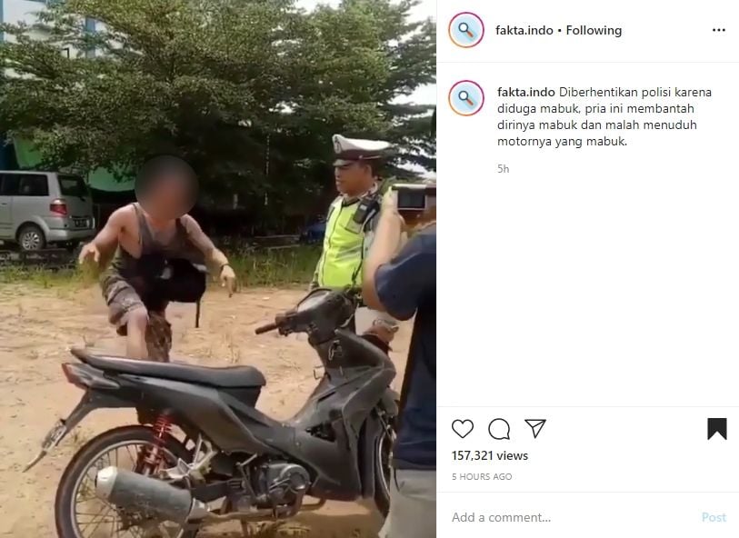 Pengendara Honda Revo yang viral karena diduga mabuk. (instagram/@fakta.indo)