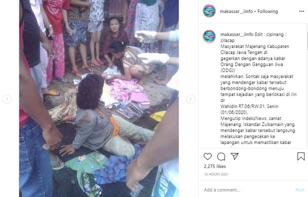 ODGJ melahirkan di pinggir jalan (Instagram).