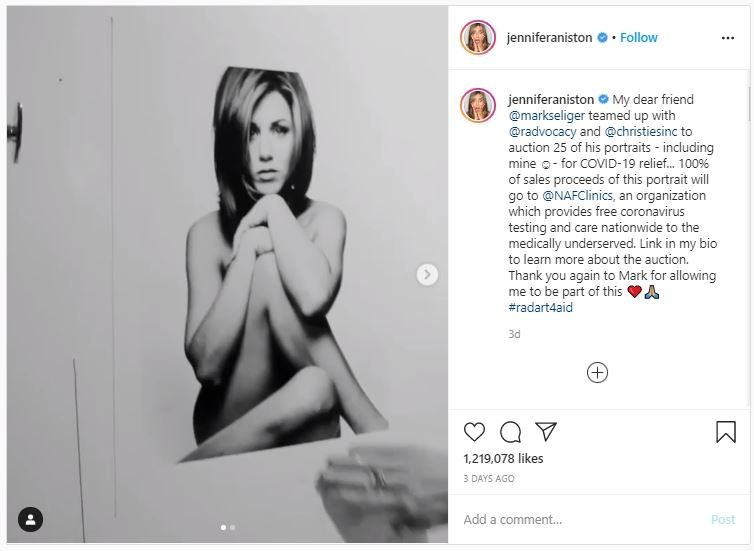 Jennifer Aniston Lelang Foto Tanpa Busana (instagram.com/jenniferaniston)