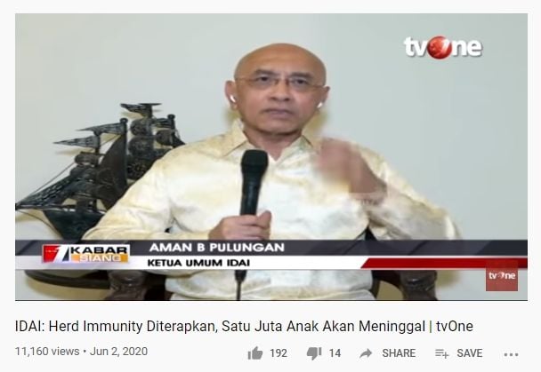 Ketua IDAI Aman B Pulungan (dok TVOne)