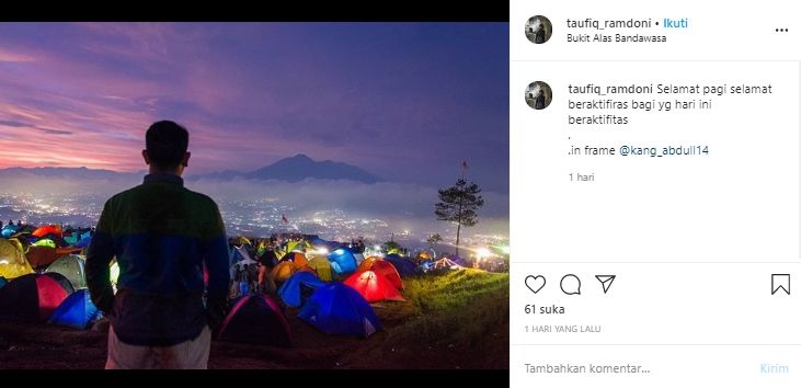 Viral Karena Ramai di Tengah Pandemi, Menilik Indahnya Bukit Alas Bandawasa. (Instagram/@taufiqramdoni)