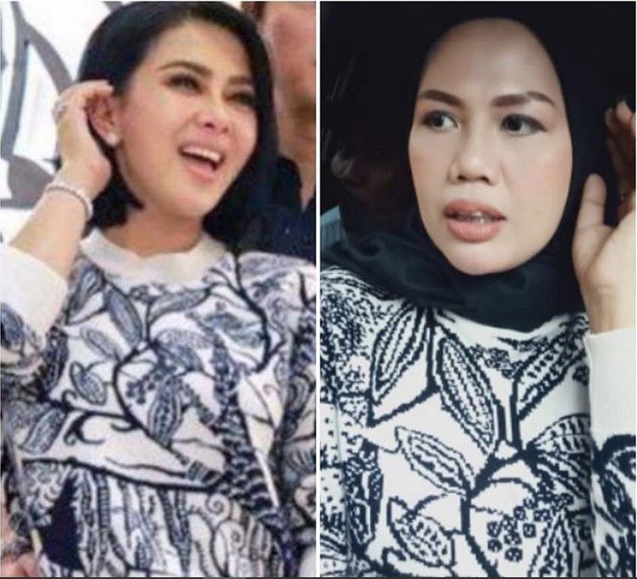 Elly Sugigi bangga memakai baju KW mirip Syahrini. [Instagram]