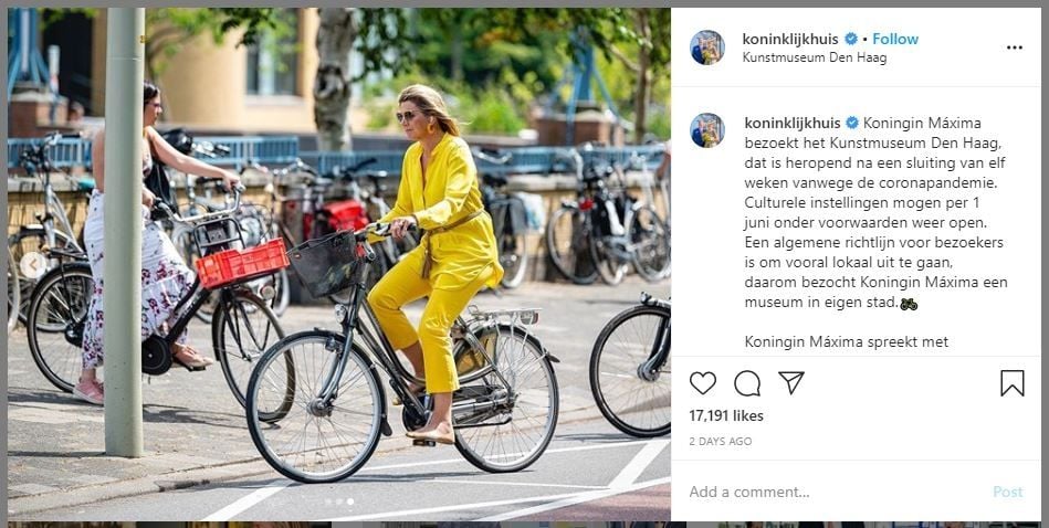 Ratu Maxima dari Belanda Naik Sepeda ke Museum (instagram.com/koninklijkhuis)