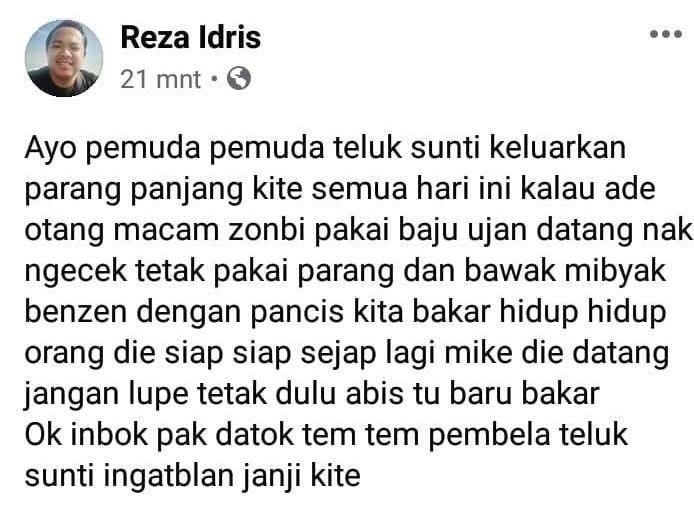 Pria di Batam ancam bakar hidup-hidup petugas Covid-19 (ist)