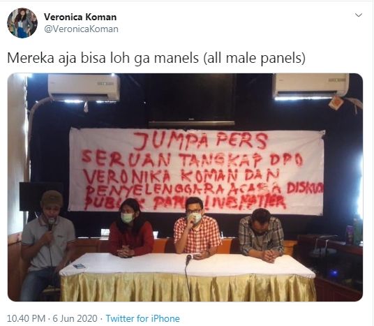 Backdrop jumpa pers tangkap Veronica Koman malah jadi bahan ejekan (Twitter/veronicakoman)