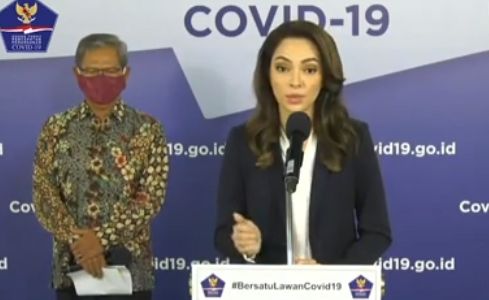 dr Reisa Broto Asmoro ikut dampingi jubir Gugus Tugas Penanganan Covid-19, Senin (8/6/2020).