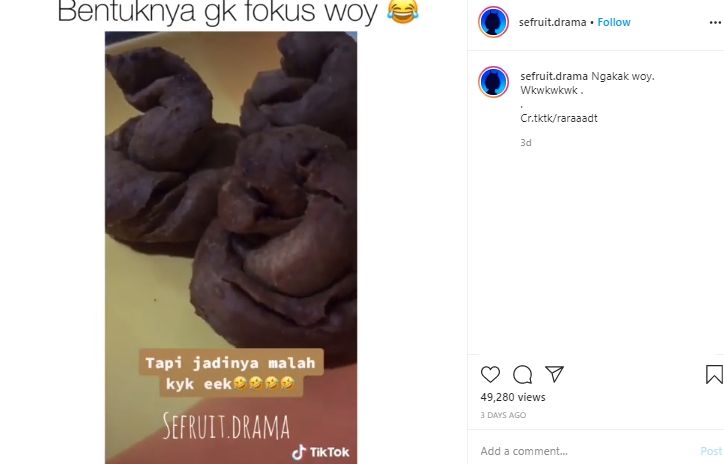 Auto Bikin Ngakak, Gagal Buat Cinnamon Roll Bentuknya Malah Mirip Ini. (Instagram/@sefruit.drama)