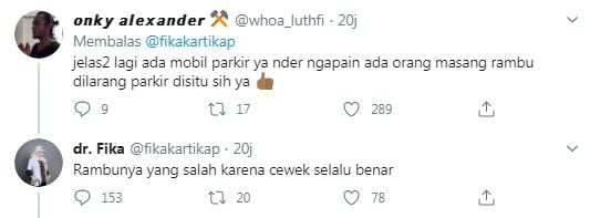 Dokter Fika disorot publik usai unggah foto parkir mobil di area terlarang (Twitter/fikakartikap)