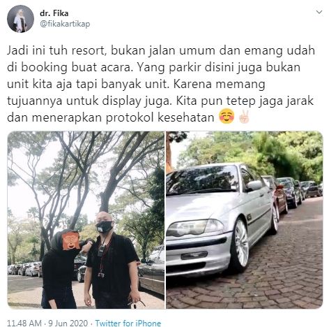 Dokter Fika disorot publik usai unggah foto parkir mobil di area terlarang (Twitter/fikakartikap)