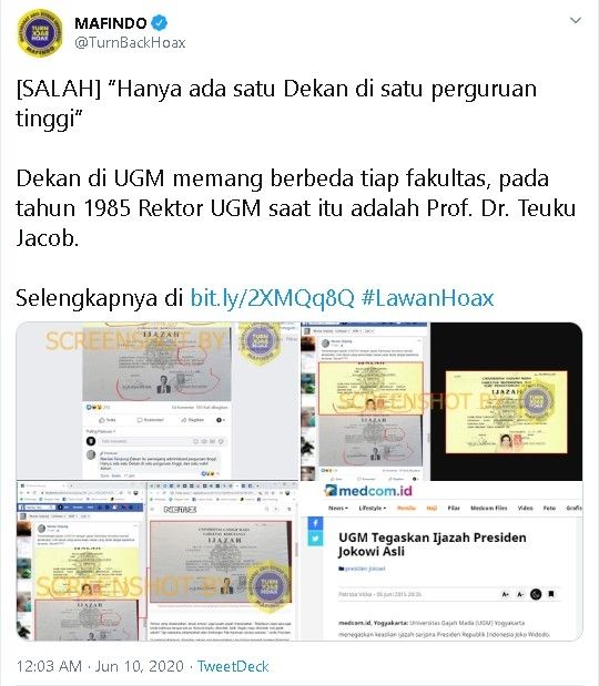 Ijazah UGM Jokowi - (Twitter/@TurnBackHoax)