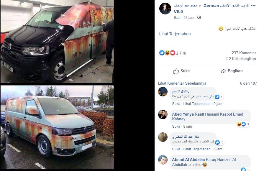 Mobil bertampilan kumuh dan karatan.[Facebook/German Club]