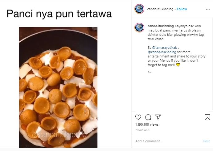 Ngakak, Niat Hati Buat Pizza Teflon Pas Dibalik Wujudnya Bikin Syok. (Instagram/@canda.itukidding)