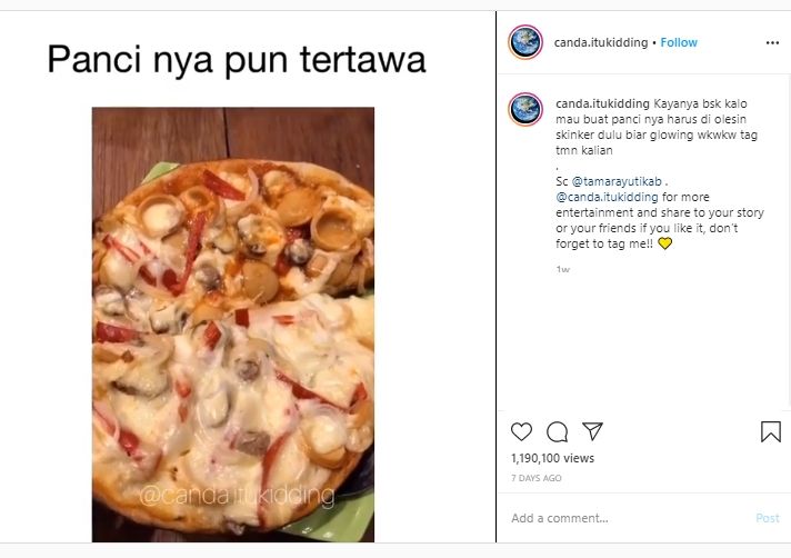 Ngakak, Niat Hati Buat Pizza Teflon Pas Dibalik Wujudnya Bikin Syok. (Instagram/@canda.itukidding)