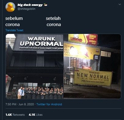  Viral Foto Warung New Normal dengan Sambal PSBB, Warganet: Ini Beneran? (Twitter/@shitegoblin)