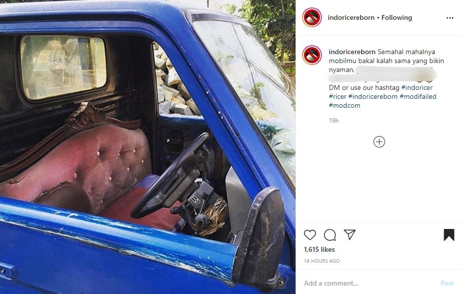 Mobil dengan interior yang bikin salfok. (Instagram)