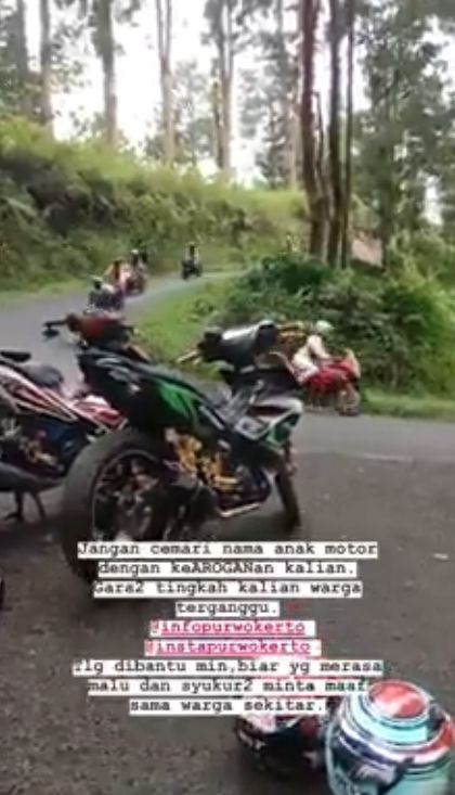 Viral rombongan pemotor yang meresahkan warga. (Facebook/Nipon NiponAdmin)