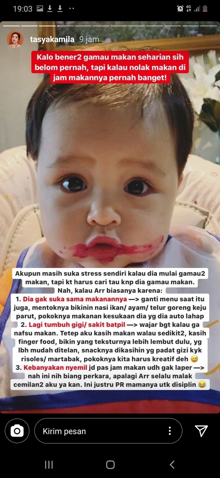 Tasya Kamila Ungkap Penyebab GTM. (Screenshot Instagram)