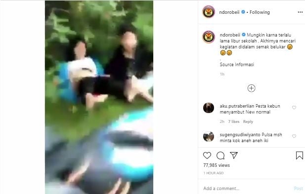 ABG terpergok warga sedang bercumbu di semak-semak (Instagram).