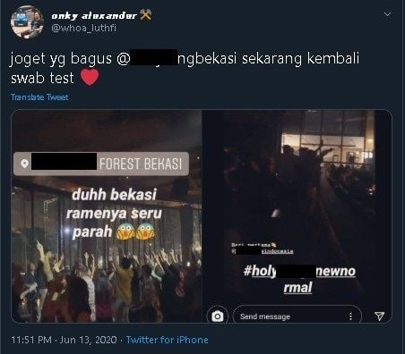 Warga joget di bar Bekasi. (Twitter)